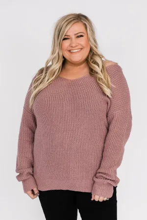 Xoxo Open Back Twist Sweater- Mauve