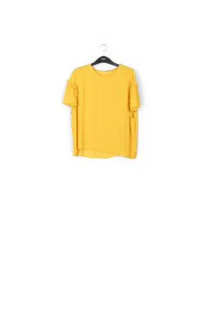 Yellow ruffled short-sleeve top