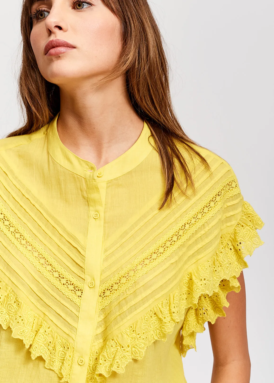 Yellow ruffled top