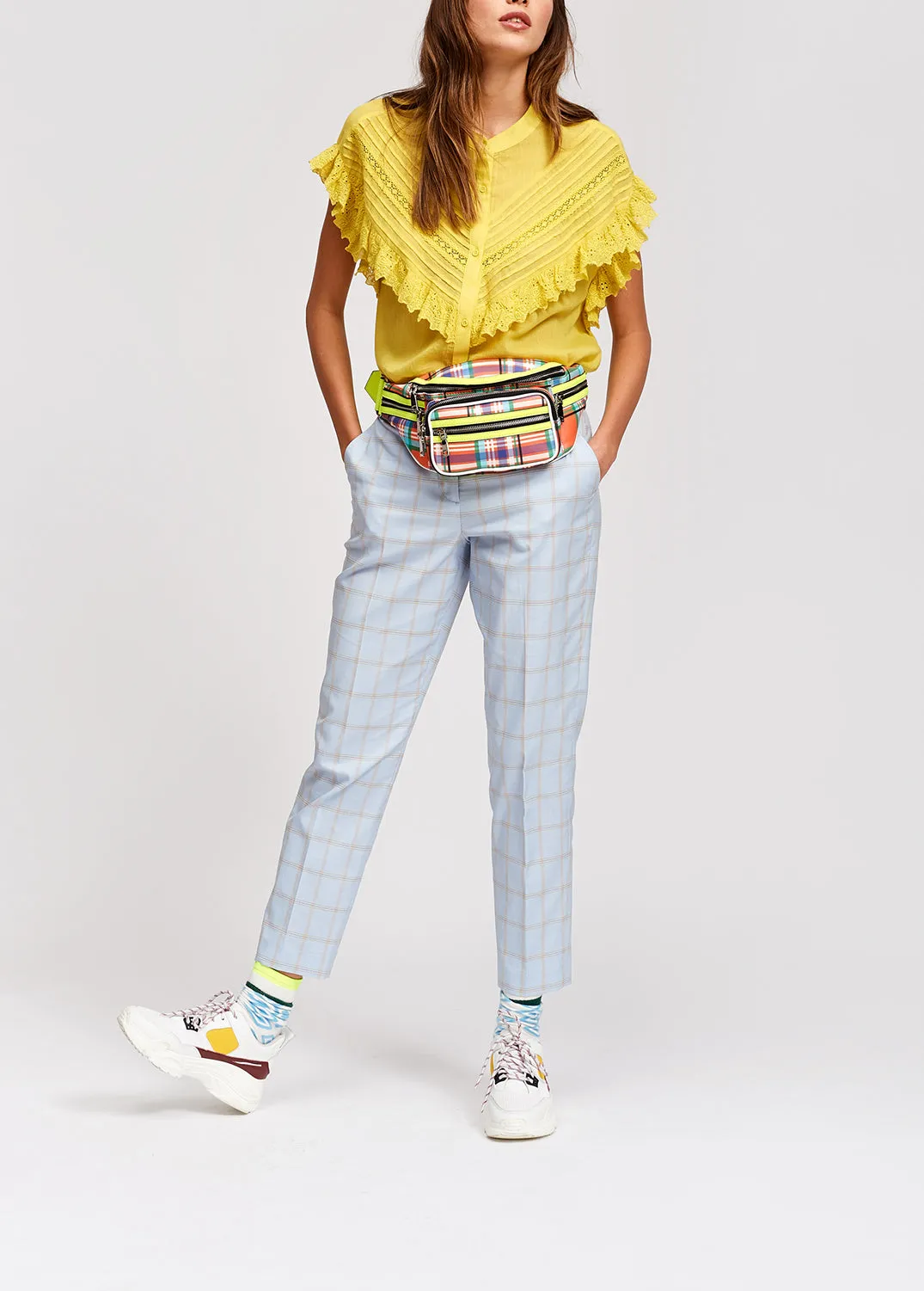 Yellow ruffled top