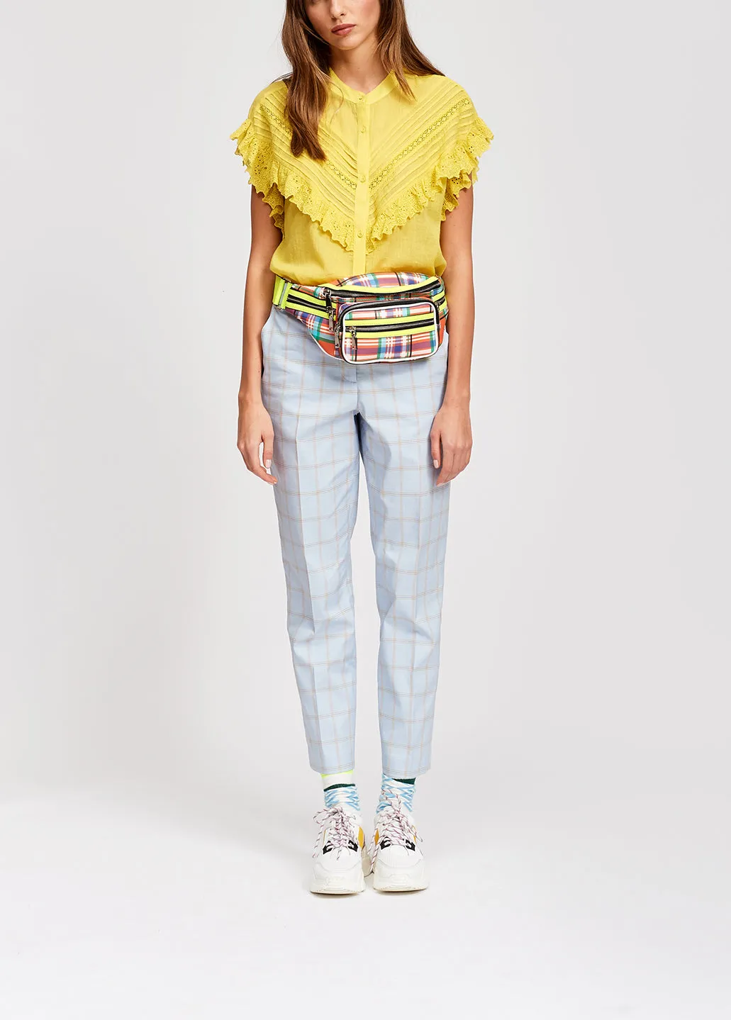 Yellow ruffled top