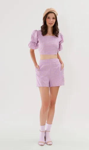 ZENNI Cropped Plaid Co-ord (Lilac)