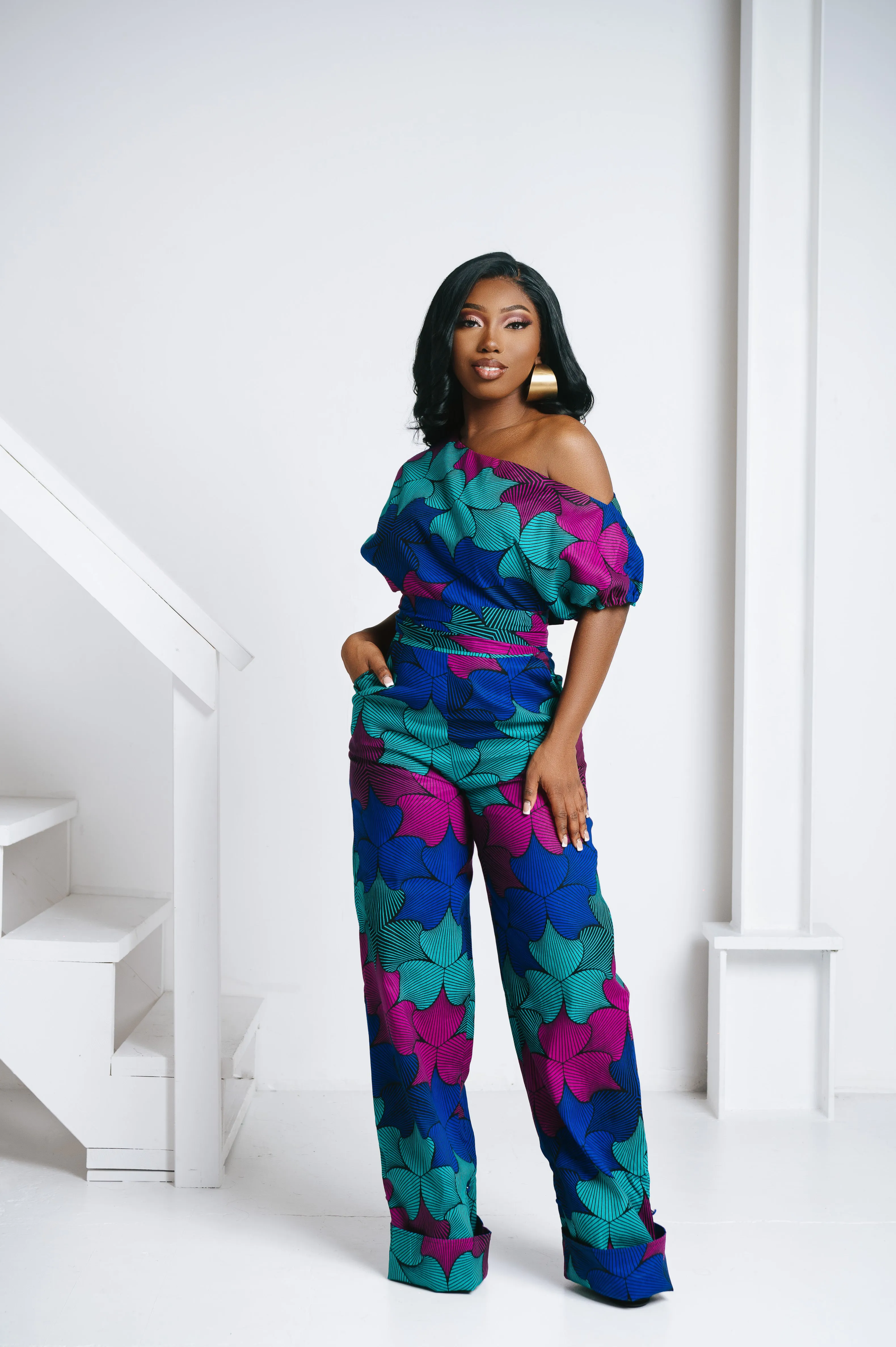 ZURI African print One Shoulder jumpsuit (3 LENGTH)